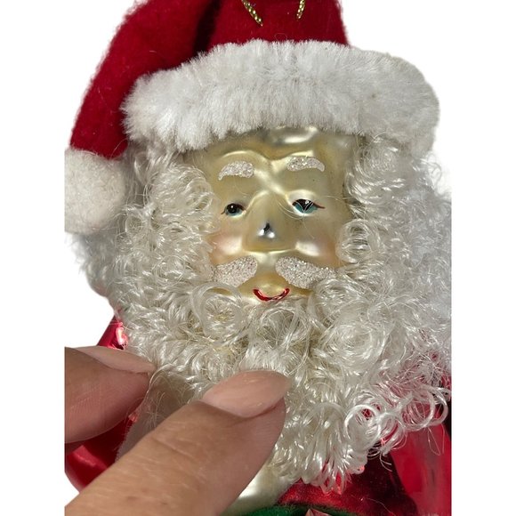 THOMAS PACCONI CLASSICS Ornament Blown Glass Santa with Sack of Goodies 8” x 4” - Picture 2 of 6